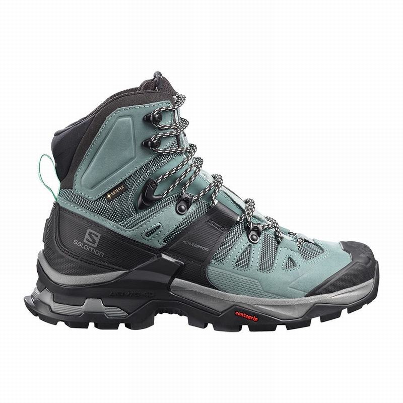 Botas De Montaña Salomon Mujer Verde / Azules - Salomon Argentina QUEST 4 GORE-TEX ,460385-SHL